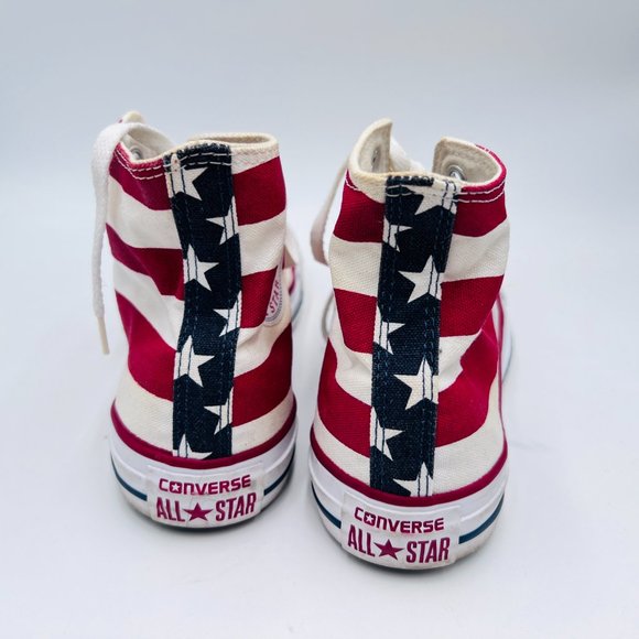 Vintage Converse size Woman 8.5 Chuck Taylor All Star High Top, American Flag - Picture 4 of 10